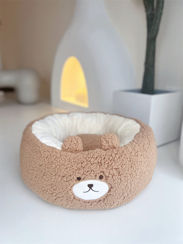 The Ultimate Comfort: Cartoon Plush Round Pet Bed Cushion For All Seasons